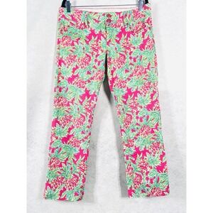Lilly Pulitzer Worth Straight Jeans Sz 10 Spike The Punch Orchid Pink Pineapple